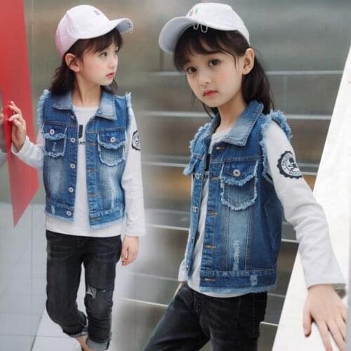 Children clothes kids denim cotton spring autumn vest girls waistcoat child casual vest girls tops baby boys jacket 3-13T coat
