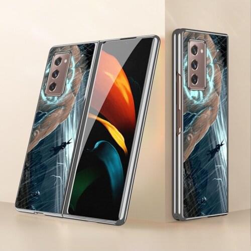 For Samsung W21 folding mobile phone case zfold2 generation protective case f9160 anime Wukong w2021 electroplated glass man