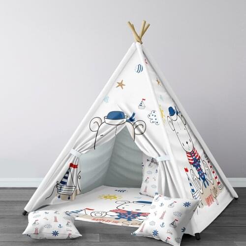 Play Tent for Kids Wigwam Portable Indoor Playground Tents Children Bedrooms Sailor Bear Blue Red Model 026