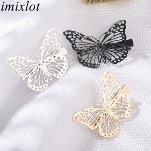 Imixlot New Vintage Hollow Butterfly Hair Clips Women Girls Fashion Charm Barrettes Hairpins Headdress Styling Accessories