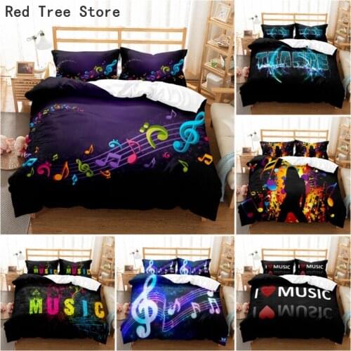 Music Element 3D Bedding Set Stave Patern Duvet Covers Pillowcase Comforter Bedspread (NO Sheet ) King Queen Size Home Textiles