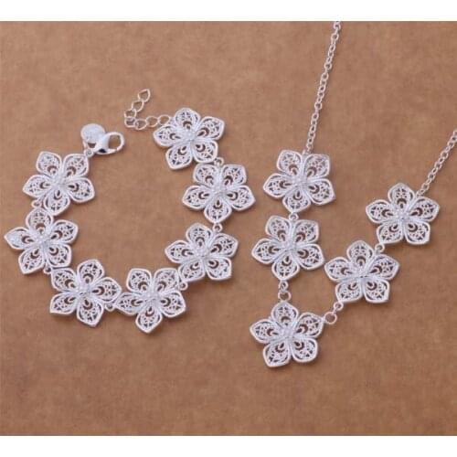 AS367 Hot Lucky Silver Color Jewelry Sets For Women Jewelry Sets Bracelet 144 + Necklace 477 /dwzamoga Bqtakiaa