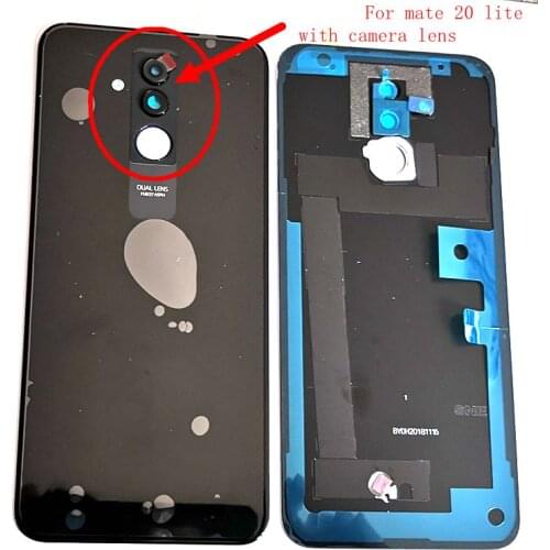 For Huawei mate 20 lite Battery cover back rear door housing For mate 20lite back frame glass spare parts with camera lens