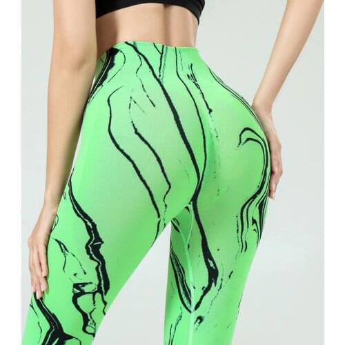 SALSPOR Marble Stripe Leggings Sexy Women Legging Fitness Sport Workout Pants Summer Light Slim Gym Clothing Breathable