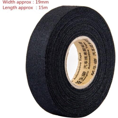1pcs 0.3mm*1.9cm*15m fabric Cloth Tape automotive wiring harness glue high temperature tape For car Adhesive Tape Cable Looms