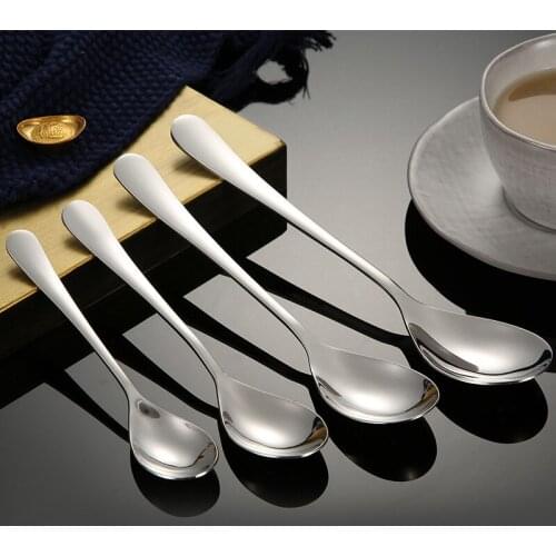 2 pcs Stainless steel spoon for Western food household long handle tableware children small scoop