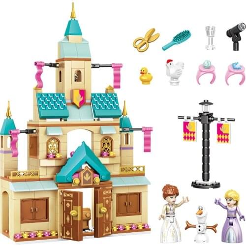 360PCS Disney Frozen Anna & Elsas Home Bricks Sets Arendelle Castle Village Building Model Blocks Creative Toys For Children