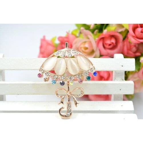 Fashion accessories Umbrella Crystal Brooch Crystal From Swarovskis Double use as brooch scarf for Women female and girls Party