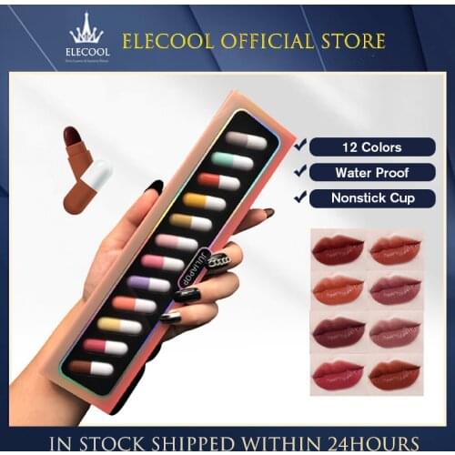 12pcs Mini Capsule Matte Lipstick Set Waterproof Long Lasting Velvet Matte Lip Pigments Non-fading Lipstick Women Cosmetic TSLM2