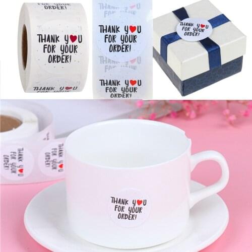 NEW 500 Pcs Round Labels Sticker Heart For Shopping Small Store Local Handmade Sticker White stickers
