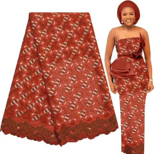 Fabricbob 2021 New 100%Cotton Fabric 2.5 Yards High Quality Fine Rhinestone Embroidery Nigerian Party Soft Gown Swiss Voile Lace