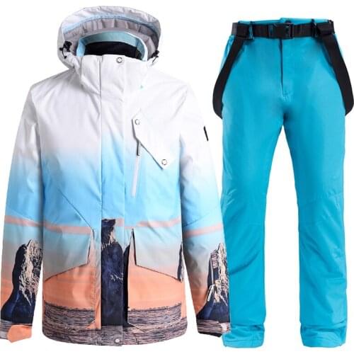 New Ski Suit for Women Winter Outdoor Warm Windproof Waterproof Skiing Snowboarding Suits Female Breathable Ski Jacket Ski Pants