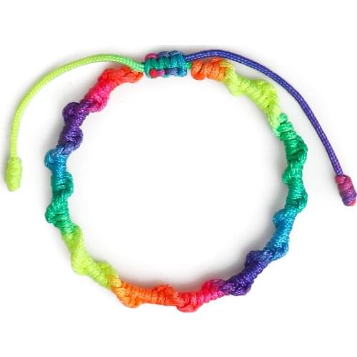 Rainbow Thread Braided Bracelets Handmade Tibetan Buddhist String Bracelet Adjustable Knot Bangles Women Men Friendship Jewelry