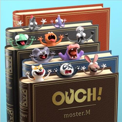 PVC 3D Cartoon Animal Stereo Bookmark Creative Funny Non-slip Bookmark Decoration Cute Holiday Gift