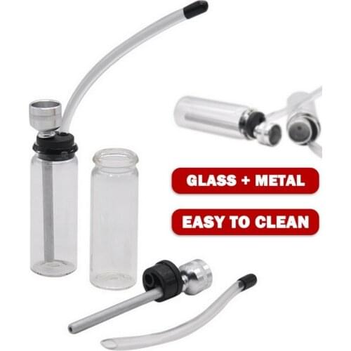 Glass Bottle Water Pipe Portable Mini Hookah Shisha Tobacco Smoking Pipes For Smoking Metal Tube Filter Accessories