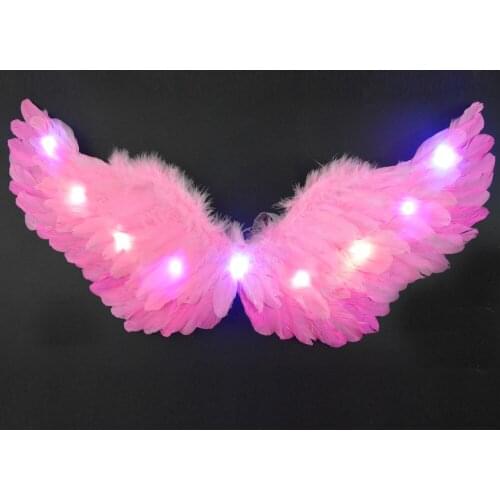 80x40cm Women Girls LED Glow Light Angel Feather Wing Fairy Wings Cosplay Props Wedding Party Costume home decor