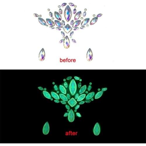 Luminous Headpiece Forehead Sticker Glitter Gems Hair Face Body Shining Temporary Jewelry Accessories Festival Dress Up F3MD