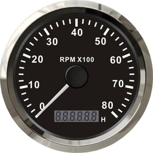 Boat Tachometer Engine Stainless Steel Bezel Hour Meter LCD Display With M16 M18 Sensor For Car Motorcycle 3k 4k 8k RPM
