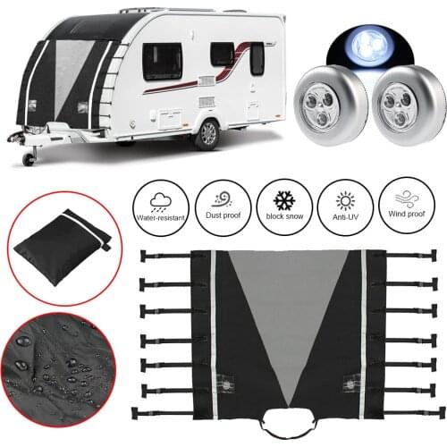 Waterproof RV Caravan Towing Cover Universal Motorhome Protective Front Cover With LED Lights Dustproof Auto RV Accessories