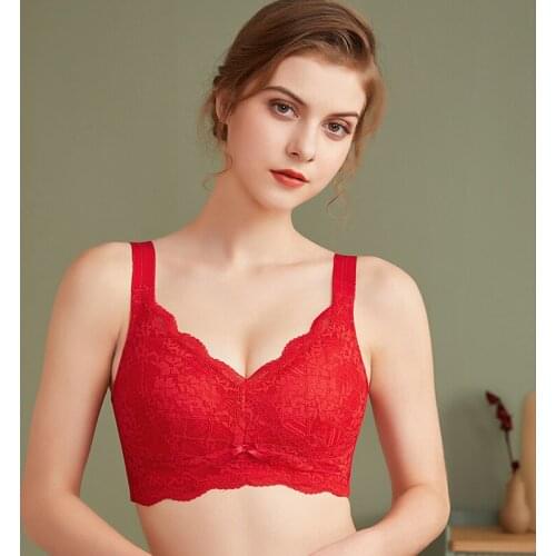 Womens Full Coverage Lace Wireless Non Padded Cotton Bra