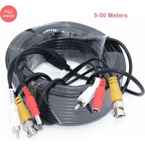 2Pcs/Lot AHD Surveillance CCTV Camera BNC Coaxial Video Cable Audio Power 3 in 1 BNC RCA DC Cord Cables 5/10/15/20/30/40/50M