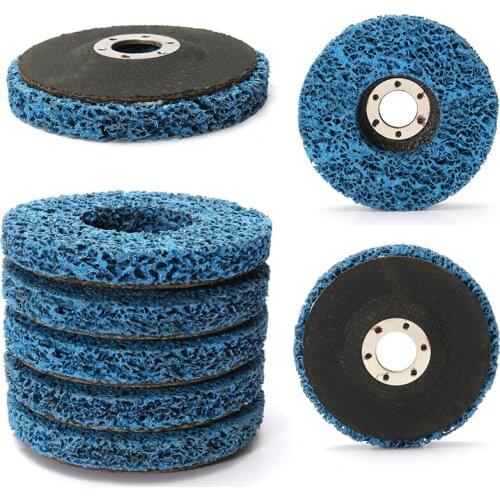 5pcs 110mm Poly Strip Wheels Paint Rust Removal Clean Angle Grinder Discs Blue