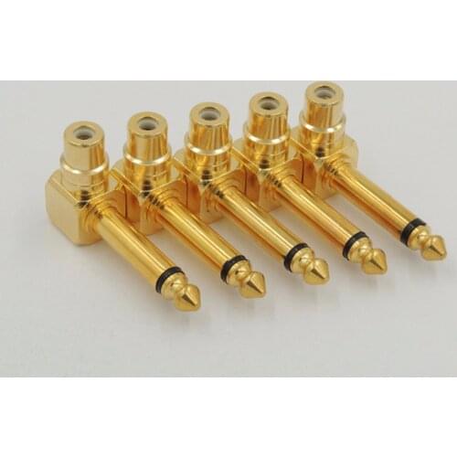 90 degree/ right angle 6.35mm (1/4") Male Plug to RCA Female Adapter RCA to 6.5mm Adapter Plugs