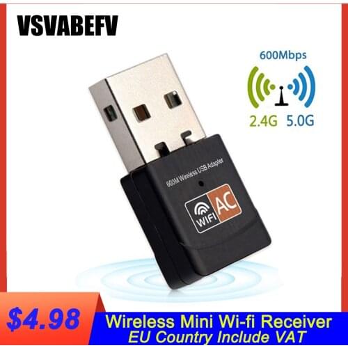 600Mbps USB WiFi Adapter 2.4GHz 5GHz WiFi Antenna Dual Band 802.11b/n/g/ac Mini Wireless Computer Network Card Receiver