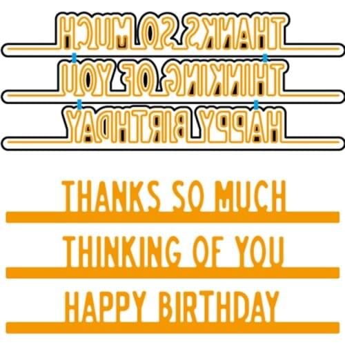 English Thanks So Much Thinking of You Happy Birthday Metal Cutting Dies DIY Scrapbooking Paper Cards Crafts Embossing New 2018