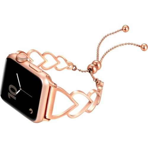 Stainless Steel Bracelet for apple watch 5 4 band 38mm 42mm Women Hollow Out Wrist Bracelet Strap 44mm 40mm For iWatch 6 3 2 1