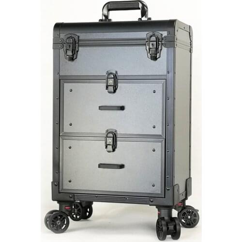 Fashion Pink Trolley Cosmetic Rolling Luggage Women Men Luxury black Nails Makeup Toolbox Beauty Tattoo Trolley Suitcase