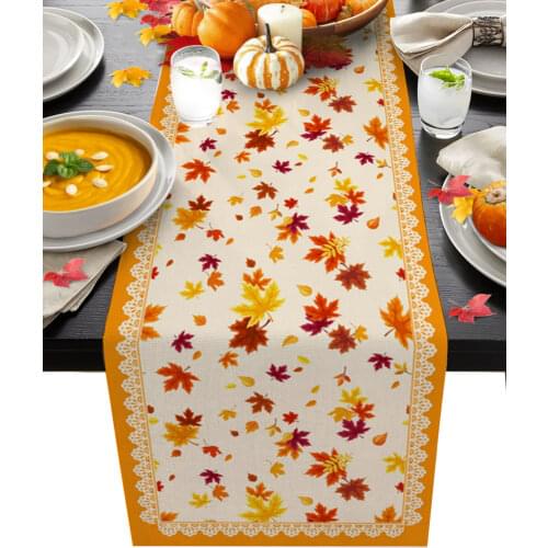 Thanksgiving Maple Leaf Autumn Home Coffee Table TV Counter Luxury Tablecloth Party Dinner Country Wedding Decoration Tablecloth