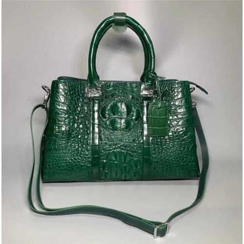 Exotic Genuine Alligator Skin Womens Working Purse Large Shoulder Bag Authentic True Crocodile Leather Lady Green Totes Handbag