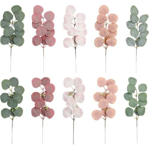 Artificial Eucalyptus Leaf with Flower Simulation Green Plant Lysimachia Multicolor with Rod Hanging Hoarfrost