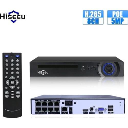 Hiseeu H.265 H.264 4/8CH POE NVR Security IP Camera video Surveillance CCTV System P2P ONVIF 2MP/5MP Network Video Recorder