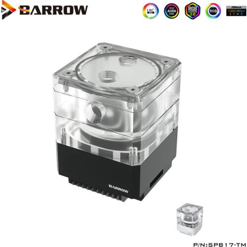 Barrow ITX A4 MIni Case Water Cooling Build Pump Res Combo Reservoir Connect 17W PWM RGB Water Tank ,Black,Silver,SPB17-TM