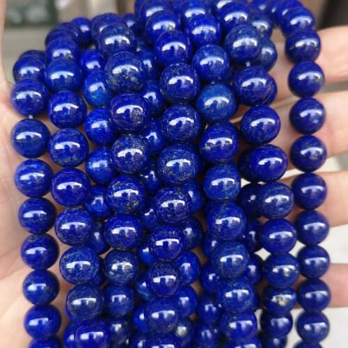 Natural Stone Lapis Lazuli Round Beads For Jewelry Making 15" Strand DIY Loose Spacer Accessorries For Bracelet 4 6 8 10 12 14mm