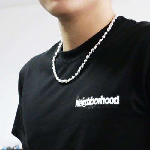 Punk Pendant Cuban Necklace 100% 925 Sterling Silve Men Jewelry Vintage Choker Chain Necklace Male Neck Accessories