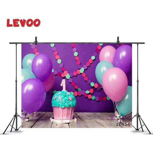 LEVOO Photo Background First Birthday Cake Balloons Purple Theme Portrait Photography Backdrop Photocall Photo Studio Vinyl