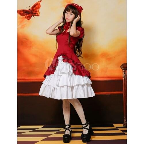 Sweet Lolita OP Maid Dress Pink Red Soft Girl Women Uniform Princess Dresses Kawaii cosplay Costume