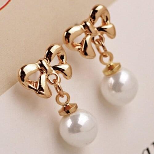 New Shapeshift Stud Earring Bow Pearl Earrings Accessories Pearl Bow Jewelry Gifts