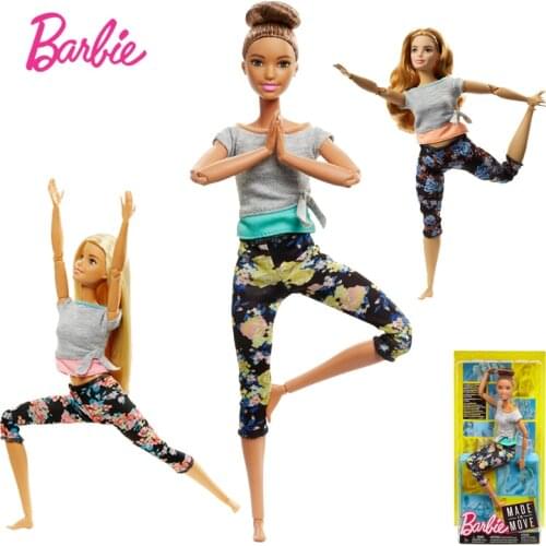 Original Barbie Doll With Box Barbie Yoga Gymnastics Multi-joint Movable Doll Dress Up Princess Barbie Girl Birthday Gift FTG80