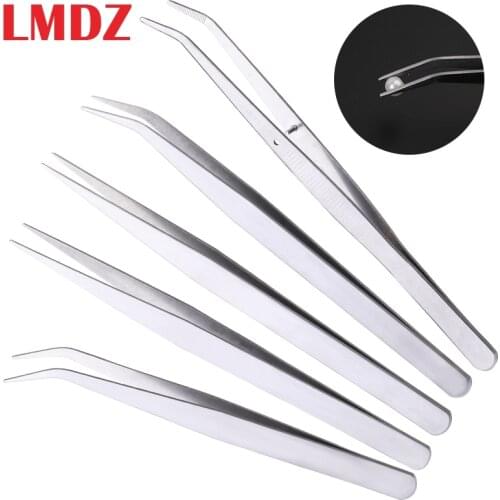LMDZ Stainless Steel Anti-static Tweezers High Precision Anti-static Tweezers Bend Cross Tweezers Sewing Accessories Tools
