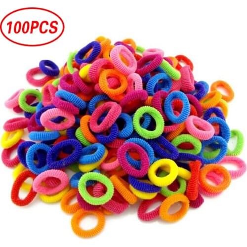 100pcs Girls Candy Colors Nylon Hair Band Mixed Color Hair Rope Hair Accessories Elastic Hair Bands Rubber Ponytail Holder