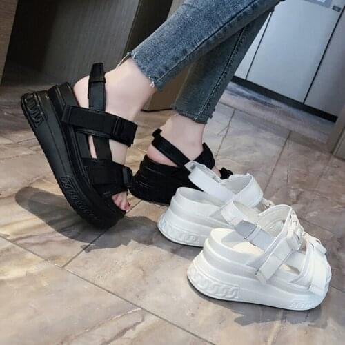 2021 new womens Sandals summer fashion students shoes thick-soled High Heels Platform shoes white soft casual sandals female