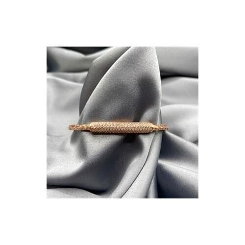 Rose Plated Cubic Zirconia Mesh Bangle