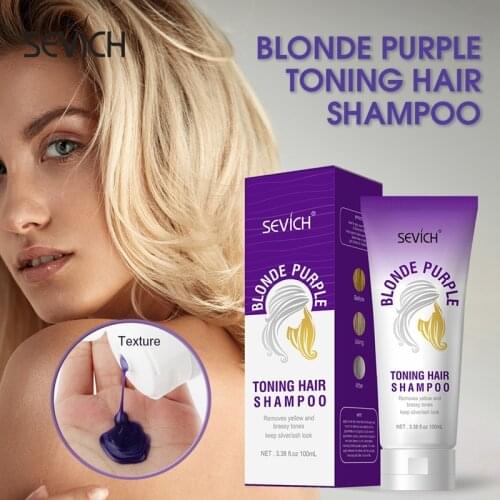 SEVICH 100ml Blonde Purple Toning Hair Shampoo Salon Hair Bleaching Shampoo Professional Hair Care Shampoo For Yellow Hair