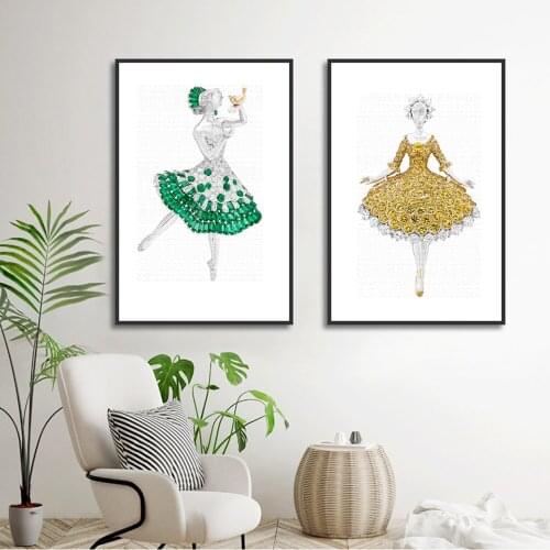 Nordic Art Posters and Prints Dance Girl Wall Art Canvas Painting Pictures For Living Room Ballet Dance Artwork Wall Decor