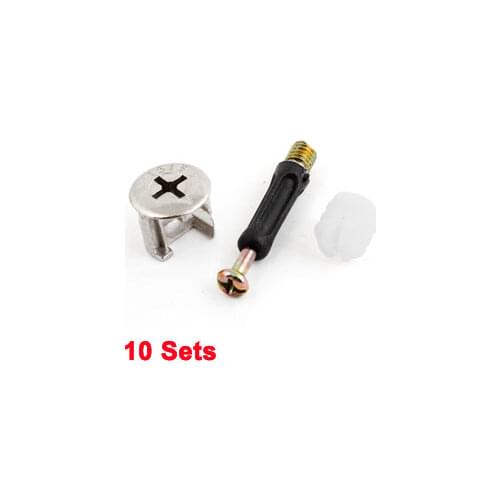 10pcs Furniture Side Connecting 15x14mm Cam Fitting Dowel Set Screw Pre-inserted Nut Dowels connector Assembly Hot Sale