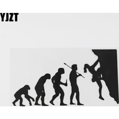 YJZT 17.6CMX9.3CM Women Mountain Rock Climbing Evolution Decal Vinyl Car Sticker Black/Silver 8A-0587